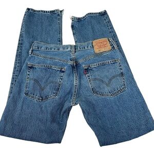 Levi's 501-0193 Relaxed Fit Blue Jeans dark wash distressed